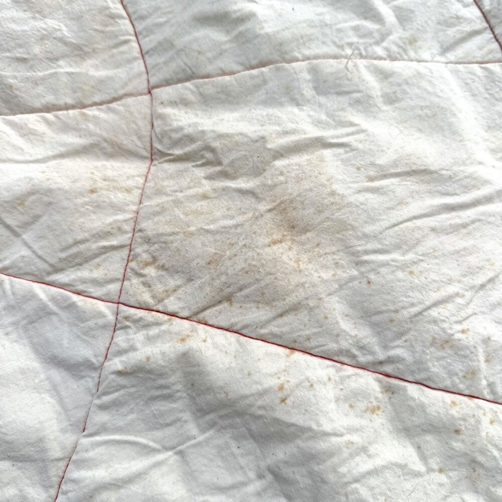 VTG Hand Quilted Patchwork Tree Skirt 51” Lace Trim Granny Cottagecore Country - Picture 8 of 8